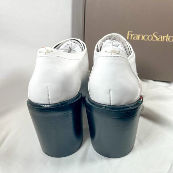 Franco Sarto Preston Chunky Heel Lace-Up Oxford White Gloss 39 - Picture 4 of 11